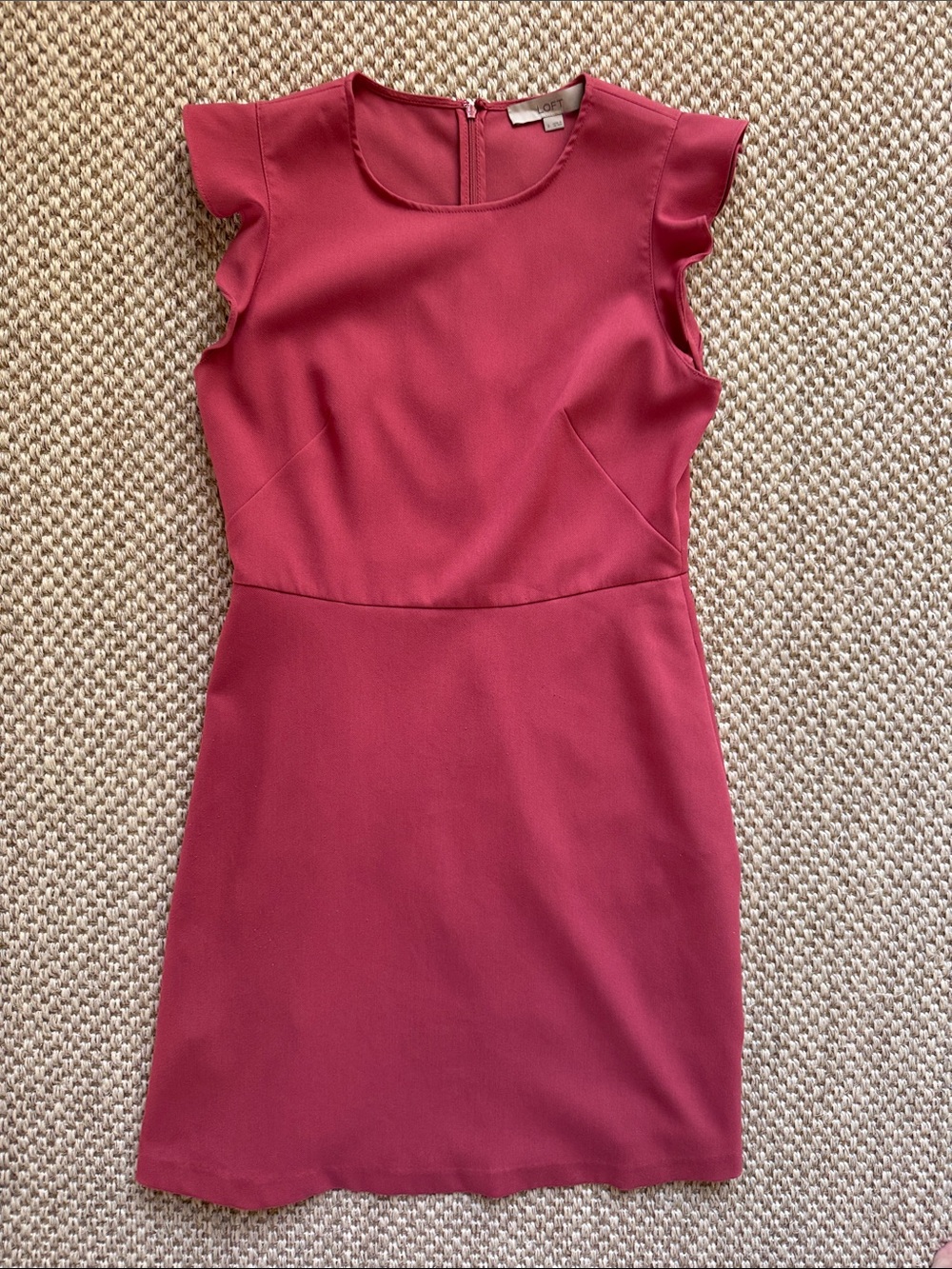 LOFT Raspberry Cap Sleeve Sheath Dress